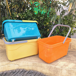 Large Thickened Rectangular <b>Mop</b> Bucket With Wheels Portable <b>Flat</b> Bucket For Home Floor Cleaning Mixed Color - Product Image 2