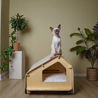 Mobilier de luxe moderne en bois pour animaux de compagnie : Lit, cage et transporteur écologique pour petits animaux, niche d'intérieur OEM