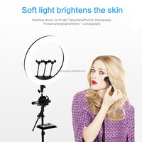 Promotion : Anneau lumineux LED HQ 18N de 45 cm (18 pouces) avec lumière clignotante à LED vibrante 55W, portable pour selfie et beauté, avec trépied de 2 m pour appareil photo et téléphone