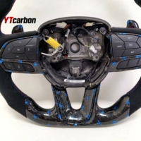 YTcarbon pour Durango RT SRT personnalisé véritables flocons bleus forgés en Fiber de carbone manette de vitesse LED volant