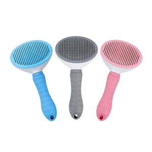 Pawmino <b>Pet</b> Grooming <b>Brush</b> Self Cleaning Cat Dog Hair Removal Comb Stainless Steel ABS Handle Anti Slip - Product Image 4