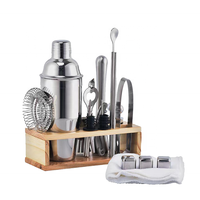 Ensemble de shakers à cocktails en acier inoxydable 750 ml, kit de barman avec supports en bois