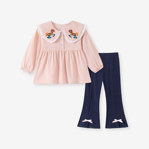 Ropa de algodón para bebés de otoño e invierno a precio de fábrica, conjuntos de dos piezas con camisetas de manga larga y pantalones para niños y niñas. - Product Image 3