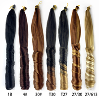 Vente Chaude Extensions de Cheveux Synthétiques Frisés Ondulés Spirales Mèches Douces Type Boucles Françaises pour Tresses Africaines