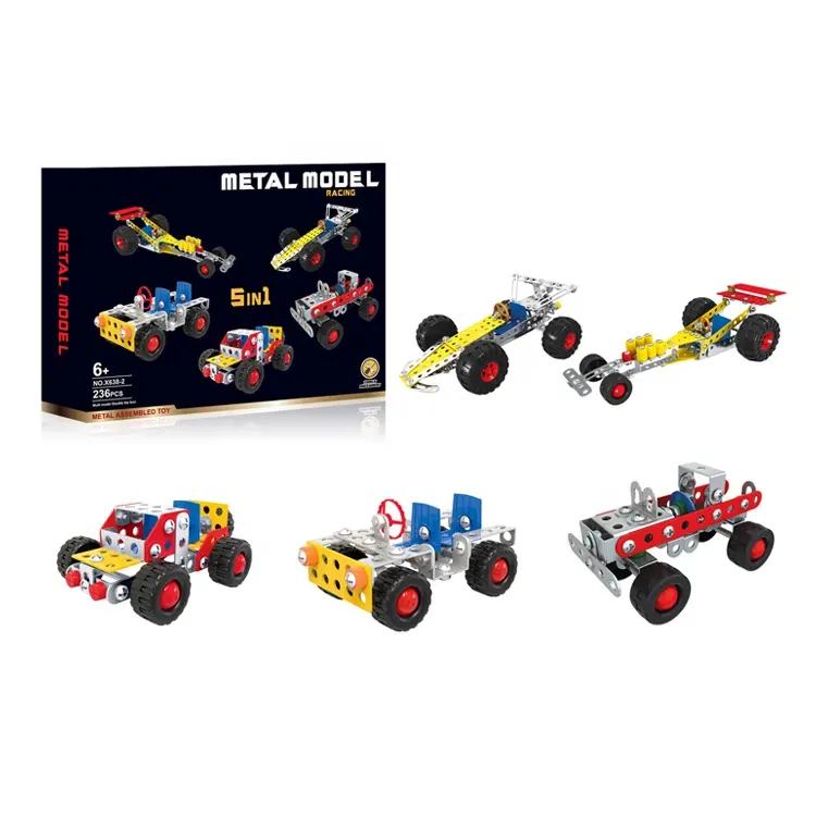3D Metal Combined Educational Assembly Toys Alloy racing car puzzle Building Block