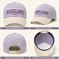 Cappellino da Baseball Bicolore con Ricamo 3D in Schiuma, Logo Personalizzato, Viola Lavanda Pallido Tono su Tono, Morbido, Pulito, Fresco e Leggero