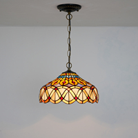 Lampe suspendue Tiffany de 12 pouces pour salon, chambre à coucher, hôtel, plumes vintage, verre teinté, style victorien, lustres