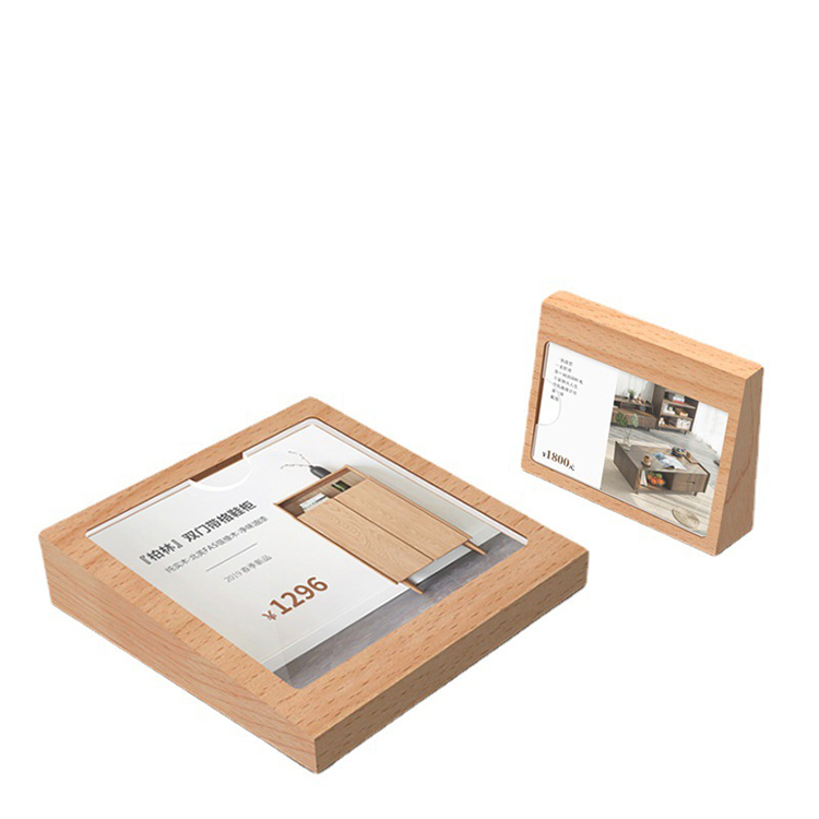 Wood Tag Display Stand Countertop Tag Display Rack Price Tag Display Holder With Customized Logo — view 3