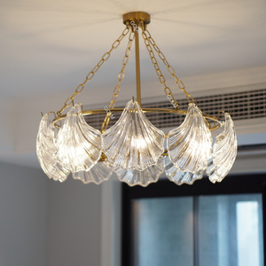 Lustre de plafond en forme de coquille, design nordique <span class=keywords><strong>vintage</strong></span> personnalisé, AC110V AC220V, verre transparent, LED, pour hall d'entrée - Product Image 1
