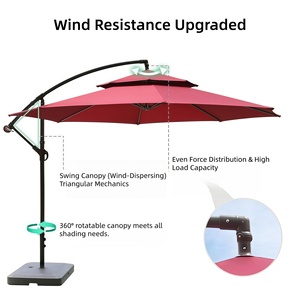Ombrellone Commerciale Moderno a Sbalzo con Doppia Ventilazione Superiore, Telo Impermeabile in Poliestere Spalmato PU, Struttura in Ferro per Caffè, Hotel, Esterni - Product Image 4