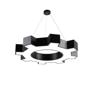 Lámpara Colgante Geométrica Moderna con Cuerpo Dorado, LED E26, Acero Inoxidable, Altura Ajustable, para Sala de Estar, 3500K - Product Image 1