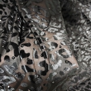 Mới Sang Trọng Màu Đen Leopard Thiết Kế Nhung Đá Và Tinh Thể Vải <span class=keywords><strong>Swarovski</strong></span> Pha Lê Vải Với Ss16 Đá - Product Image 3