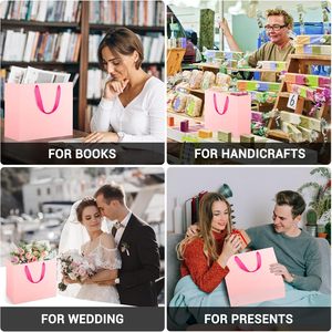 Bolsas de compras de papel de regalo de embalaje de Boutique de ropa mate con asa de cinta de lujo personalizada con impresión de logotipo - Product Image 5