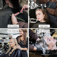 Cape de coiffure en polyester personnalisable avec logo, tablier de barbier noir à boutons-pression, pour salon de coiffure et maquillage
