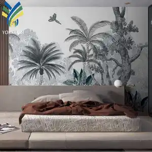 YKEAX 193 pittura personalizzata fiore moderno murales Decor Non tessuto grigio ristorante Hotel 3D scenario carta da parati