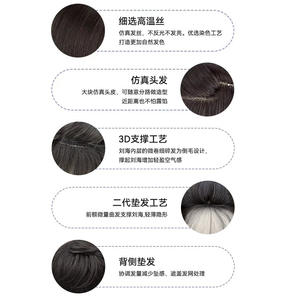 Perruque longue bouclée sur mesure avec frange latérale, en fibre haute température, couleur dégradée, entièrement tissée à la main, en cheveux naturels, pour femme - Product Image 4