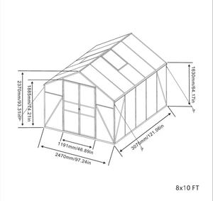 Serre <span class=keywords><strong>de</strong></span> jardin 8x10 pieds, serre en polycarbonate, serre à structure en aluminium avec protection UV pour le jardin - Product Image 5