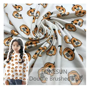 Jersey Sutra Susu Super Lembut Cetak Digital Kain Jaring Laba-laba Desain Poly Halloween Double Brushed