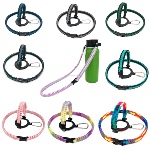 Asa de paracord con correa para el hombro para botellas de agua de boca ancha, soporte duradero, correa para botella de agua con anillo de seguridad - Product Image 2