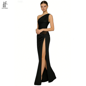 Abito <span class=keywords><strong>Lungo</strong></span> Estivo Senza Maniche in Garza <span class=keywords><strong>con</strong></span> <span class=keywords><strong>Spacco</strong></span> e Design Arricciato a Vita Alta, <span class=keywords><strong>Vestito</strong></span> <span class=keywords><strong>Monospalla</strong></span> <span class=keywords><strong>con</strong></span> Servizio OEM - Product Image 2