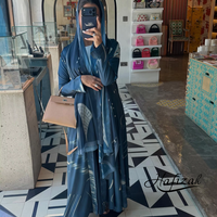 Abaya musulmane modeste personnalisée Hafizah avec hijab assorti, robe maxi élégante de style Dubaï, kaftan de prière islamique pour femmes