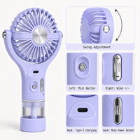Ventilateur brumisateur Type-C 100 vitesses avec pulvérisation à un clic et tête oscillante, refroidisseur portable rechargeable avec support pour téléphone