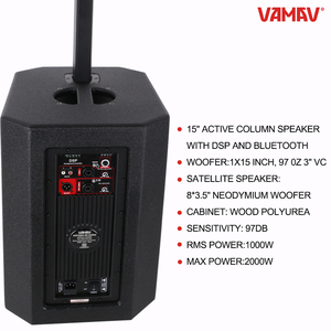 VAMAV XPECTRA1000 <span class=keywords><strong>Enceinte</strong></span> <span class=keywords><strong>colonne</strong></span> active 15 pouces <span class=keywords><strong>1000W</strong></span> RMS 2000W PEAK Système de sonorisation professionnel puissant à <span class=keywords><strong>colonne</strong></span> Son profond amélioré - Product Image 4