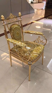 Poltrona di flanella intagliata oro <span class=keywords><strong>classica</strong></span> italiana per sala <span class=keywords><strong>da</strong></span> pranzo <span class=keywords><strong>camera</strong></span> <span class=keywords><strong>da</strong></span> letto Hotel Bar per soggiorno interno casa - Product Image 2