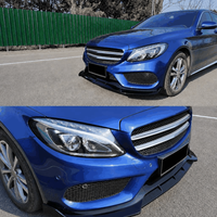 Splitter Bumper Depan Mobil W205 Gloss Black Carbon Fiber Look Spoiler Dagu Depan untuk Mercedes Benz C Class W205 2015-2023