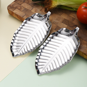 Vente chaude Argent En Forme De Feuille Style Européen Pas Cher Restaurant Plateau De Fruits Nordique En Acier Inoxydable <span class=keywords><strong>Plaque</strong></span> En Vrac - Product Image 6