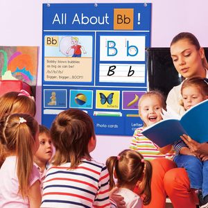 Tablero de Letras con Bolsillos para Actividades de Aprendizaje, para Niños de 4 a 6 Años, Tarjetas Educativas de Cartón - Product Image 1