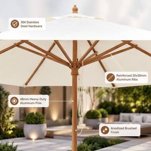 <span class=keywords><strong>Sombrilla</strong></span> Profesional de Alta Resistencia para Exteriores, Parasol de Aluminio de Lujo para Jardín, Restaurante, Hotel y Playa - Product Image 2
