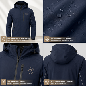 Chaqueta Ecuestre Impermeable para Hombre, 95% Poliéster, 5% Elastano, Transpirable, Cortavientos, con Logotipo Personalizado, para Montar a Caballo, Abrigo para Actividades al Aire Libre - Product Image 2