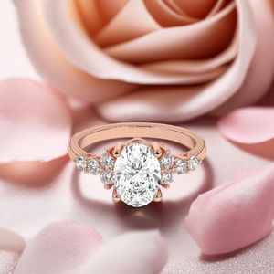 แหวนหมั้นเพชร1.50กะรัตทรงวงรีและกลมตัดในห้องปฏิบัติการขนาด14K/18K ทองคำขาว CVD HPHT เครื่องประดับงานแต่ง - Product Image 2