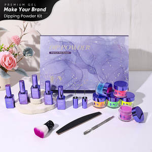 Kit de poudre à tremper pour ongles Hanyinails Premium, personnalisable OEM, 14 pièces, 4 couleurs, séchage à l'air, sans lampe UV - Product Image 2