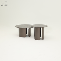 Table basse de luxe d'or de dessus de marbre de table basse de style moderne d'hôtel de salon avec la base d'acier inoxydable