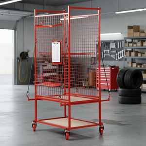 <span class=keywords><strong>Carrello</strong></span> Industriale in Rete Metallica <span class=keywords><strong>con</strong></span> <span class=keywords><strong>Ruote</strong></span> Girevoli da 5 Pollici, Capacità 220 kg, Telaio Integrato per Riparazioni Auto e Uso in Magazzino - Product Image 3