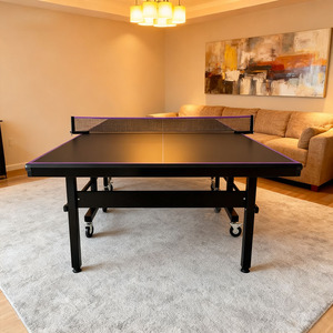 Nhà Máy Cung Cấp Trực Tiếp Có Thể Gập Lại Moveable 25Mm Trong Nhà Màu Đen Bảng Bóng Bàn Với Đường Màu Hồng Bền Mdf Xây Dựng - Product Image 5