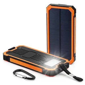 Wasserdichte tragbare Solar-Powerbank Ladegerät Power Bank 10000 mAh Blitzlicht Solar-Powerbanks Ladegerät mit Ständer für Camping