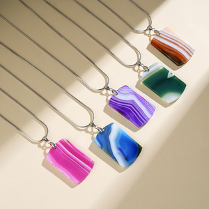 คริสตัลธรรมชาติทำมือ เครื่องรางนำโชค ลูกปัดอาเกตหลากสี รูปทรงสี่เหลี่ยมผืนผ้า - Product Image 4