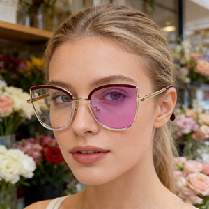 Nuevas monturas ópticas Cat Eye para mujer, gafas fotocromáticas anti luz azul, protección UV400, diseño de alta gama HL 95011 - Product Image 4