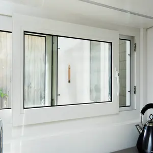 Fenêtre de balcon coulissante en PVC à double vitrage à trois voies Fenêtres coulissantes à 3 voies Cadre de fenêtre résidentiel