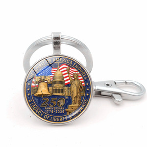 Porte-clés Souvenir Commémoratif de Luxe en Métal Personnalisé OEM, Édition Limitée, Breloque Émaillée Américaine Découpée - Product Image 2