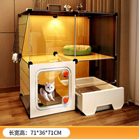 Cats Villa Cage pour chat tout-en-un avec espace de couchage et de toilette, design gain de place, plateau en plastique, résine PP, construction en acier inoxydable