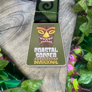 Personalizado medalhão da cadeia de rotação 6 ", personalize com seu próprio logotipo ou arte campeão de ouro medalha para colar de futebol