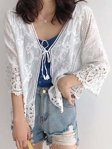 Nuovo Coprispalle Boho <span class=keywords><strong>in</strong></span> <span class=keywords><strong>Pizzo</strong></span> Ricamato 2026 da Donna, con Laccetti Frontali e Bordo all'Uncinetto, Lavorato a Maglia Sottile Estivo, Servizio Personalizzato ODM OEM - Product Image 4