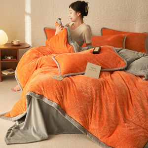 Juego de Ropa de Cama de Franela de Terciopelo Lácteo Engrosado, Funda de Edredón y Juego de Sábanas de Felpa de Piña Cálida de Invierno para Clima Frío - Product Image 3