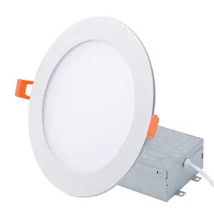 Hight Sales 12 Pack 9w 12w 5CCT Dimmable Round Recessed Ultra Thin Led Ceiling Panel Light With Junction Box