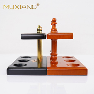 Muxiang Pipe Stand 3 Position Solid Beech Wood Roman Style Durable Smoking Accessory - Product Image 1