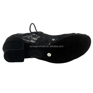 Chaussures de <span class=keywords><strong>danse</strong></span> <span class=keywords><strong>latine</strong></span> à talon carré en dentelle à paillettes noires pour femme, chaussures de <span class=keywords><strong>danse</strong></span> de salon, chaussures de <span class=keywords><strong>danse</strong></span> salsa, talon 3,5 cm - Product Image 5